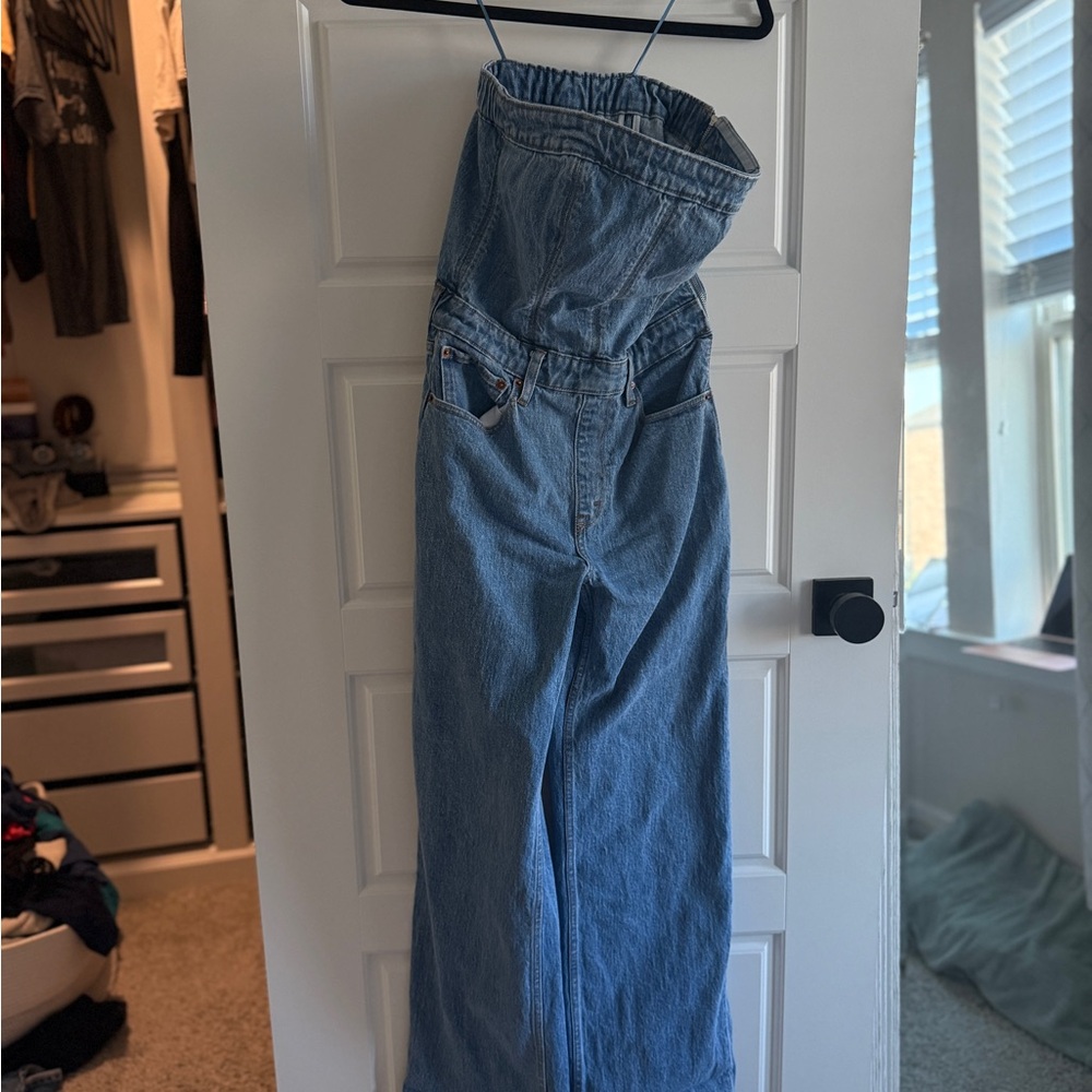 Abercrombie & Fitch Light Blue Denim Jumpsuit